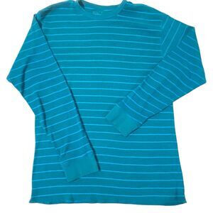 Buckle BKE T Shirt Mens Size XL Thermal Pullover Waffle Knit Crew Neck Blue L/S